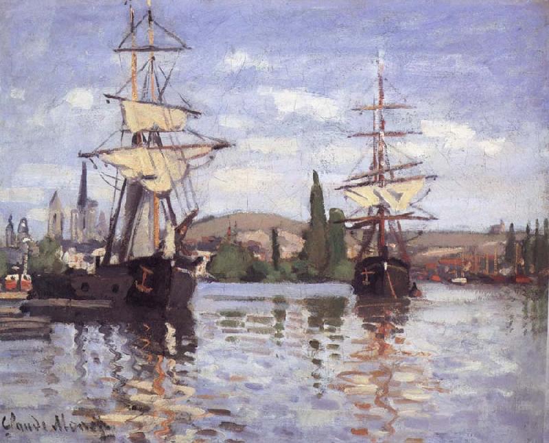 Claude Monet Ships Riding on the Seine at Rouen Germany oil painting art